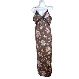 Brock Collection x H&M Maxi Slip Dress Brown Floral Lace Womens Small